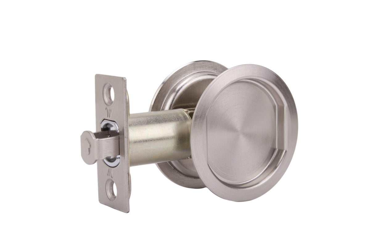 Weslock 00627X1X1 Round Passage Pocket Door Lock with 2-3/8" Backset and Full Lip Strike Oil Rubbed Bronze Finish.