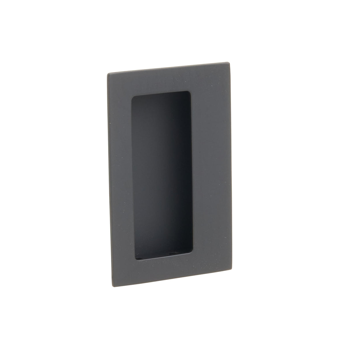 Emtek 222350US19 2-1/2" x 4" Rectangular Flush Pull with Offset Pocket Flat Black Finish.