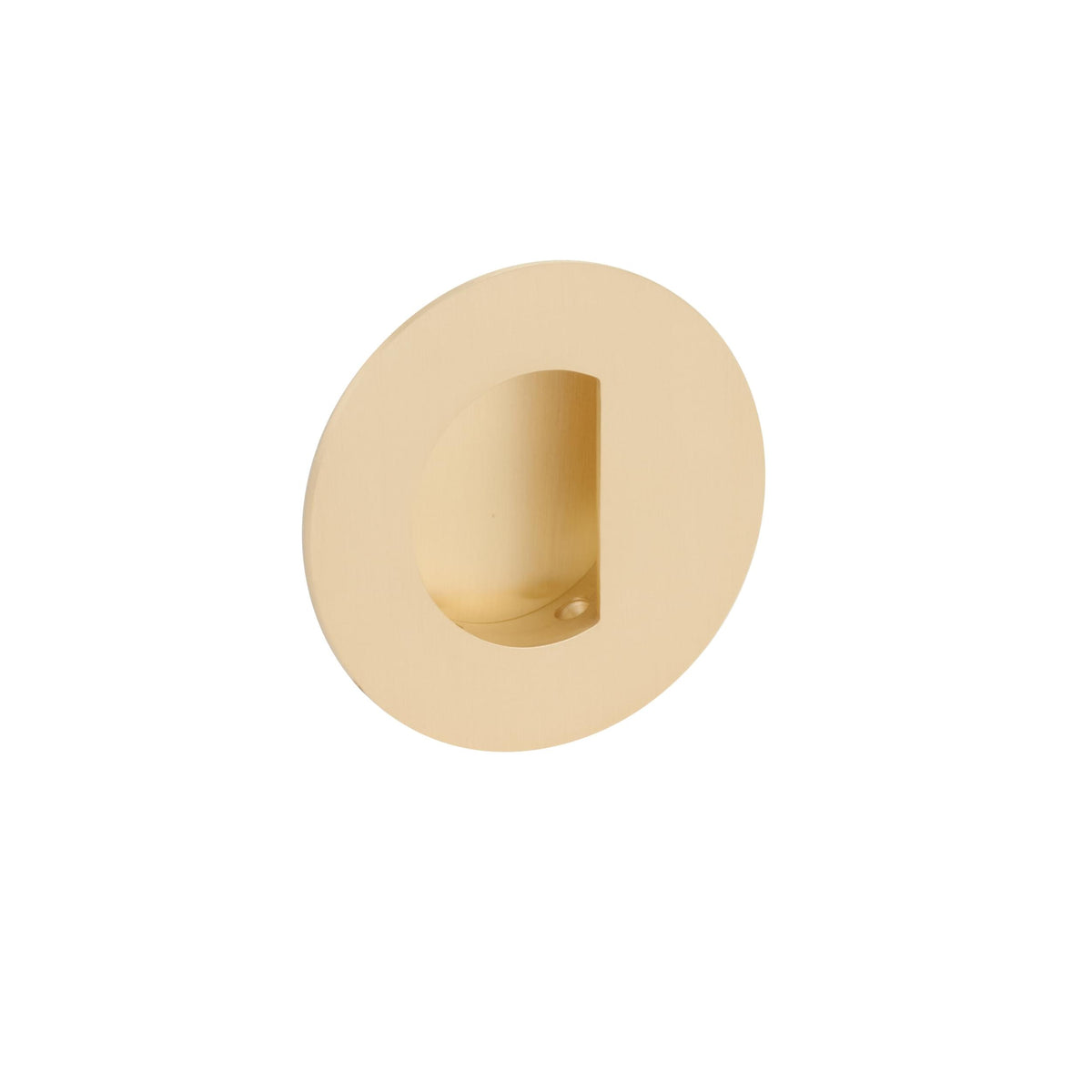 Emtek 222351US4 3" Round Flush Pull with Half Moon Pocket Satin Brass Finish.