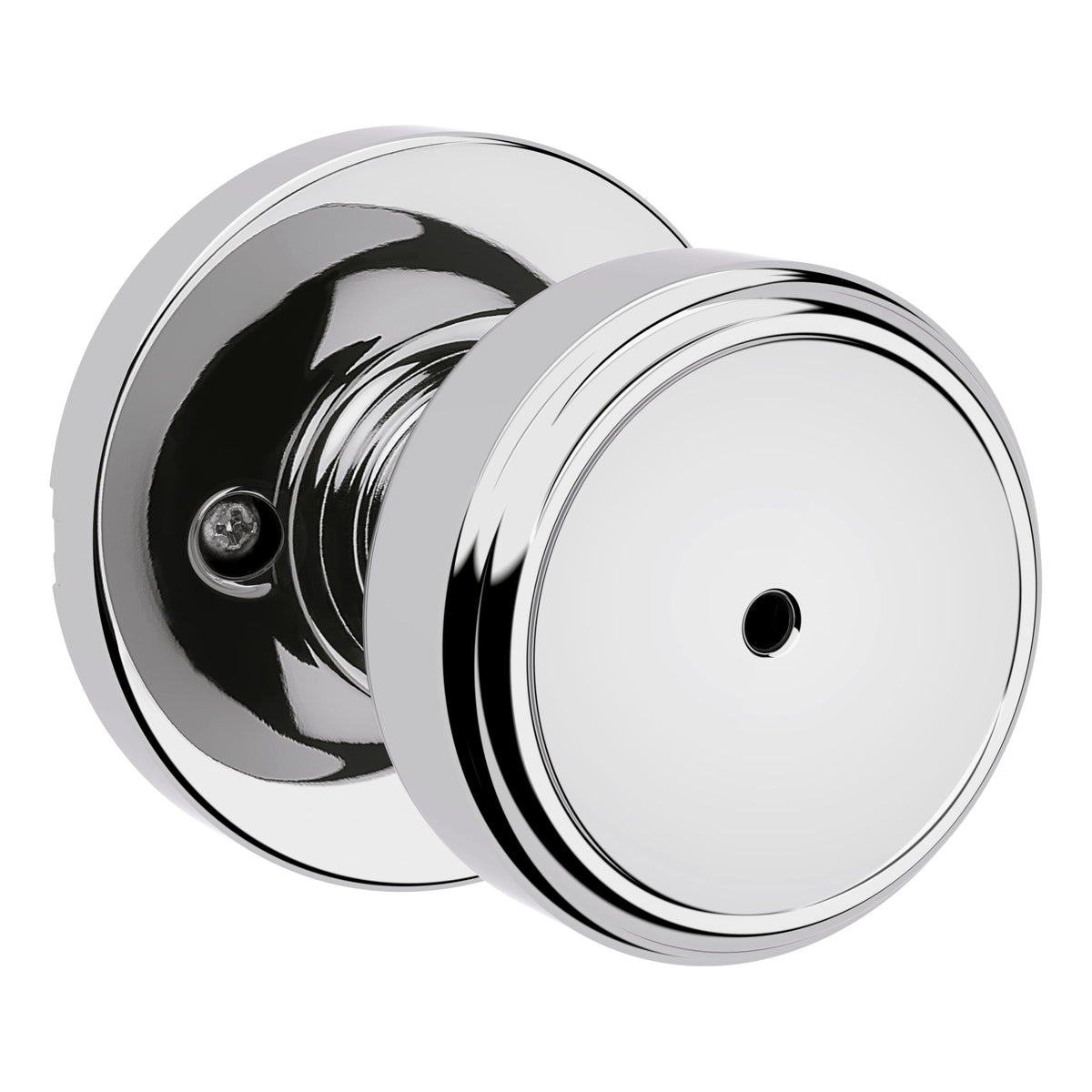 Kwikset 300MNKRDT-26 Maven Knob Round Rose Privacy Door Lock with 6AL Latch and RCS Strike Bright Chrome Finish.