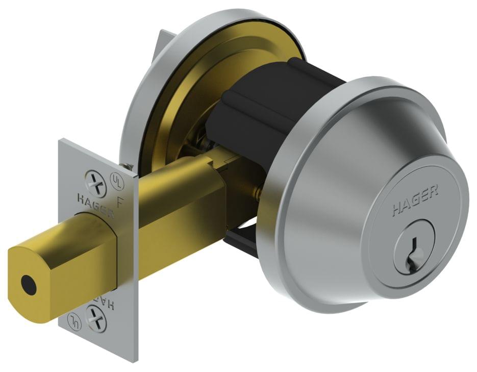Hager 321526D Single Cylinder Deadbolt Satin Chrome Finish.
