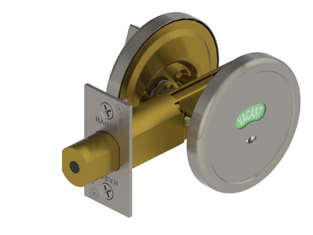Hager 321626D Thumbturn by Occupancy Indicator Deadbolt Satin Chrome Finish.