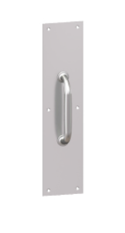 Hager 36N4163 4" x 16" Square Corner Plate with 5-1/2" Center to Center 6N 1" Base Cast Pull Bright Brass Finish - * Not Returnable *.