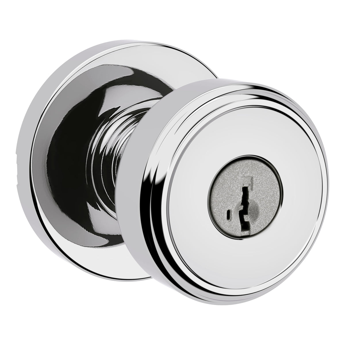 Kwikset 400MNKRDT-26S Maven Knob Round Rose Entry Door Lock SmartKey with 6AL Latch and RCS Strike Bright Chrome Finish.