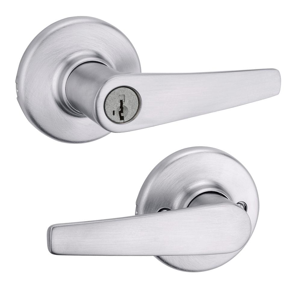 Kwikset 462DL-26DS Delta Lever Vestibule Lock with 6AL Latch and RCS Strike and SmartKey Satin Chrome Finish.