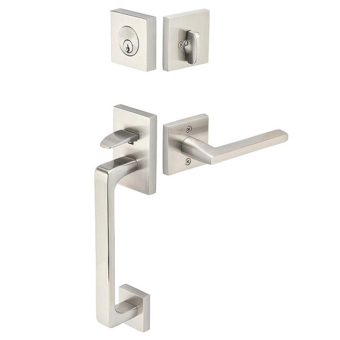 Emtek 4820HLOUSLH Helios Lever Left Hand 2-3/8" and 2-3/4" Backset Single Cylinder Baden Tubular Handleset.