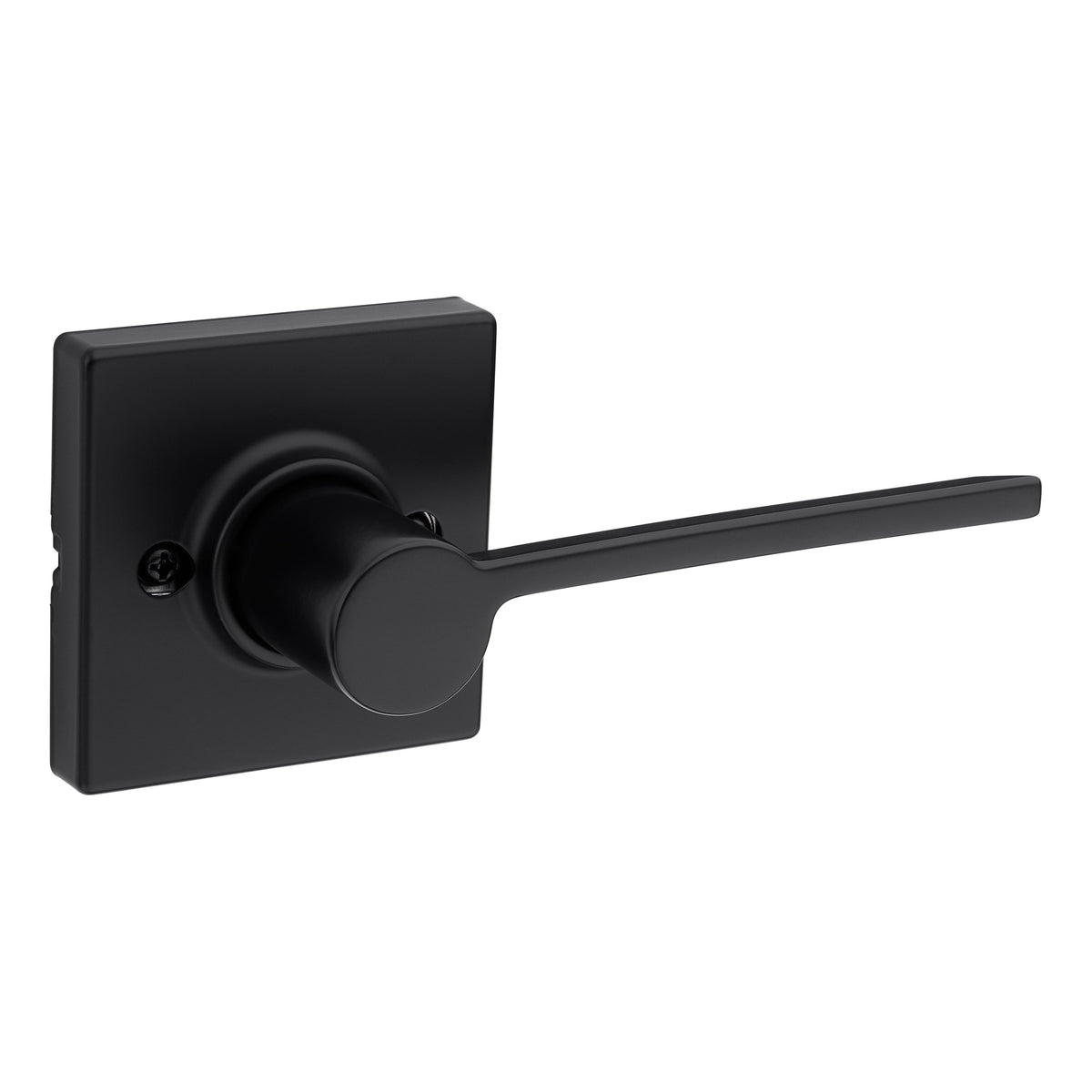 Kwikset 488LRLSQTRH-514 Right Hand Ladera Lever with Square Rose Half Dummy Matte Black Finish.