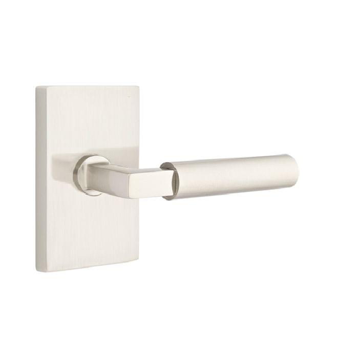 Emtek 5052HECUS15 Hercules Lever Dummy Pair with Modern Rectangular Rose for 1-1/4" to 2" Door Satin Nickel Finish.