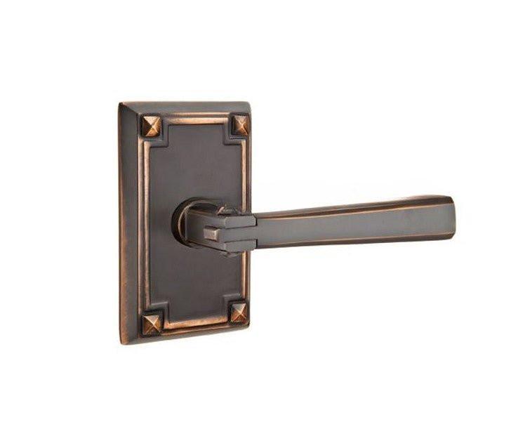 Emtek 5055ACUS Arts and Crafts Dummy Door Lever Pair with Arts and Crafts Rectangular Rose