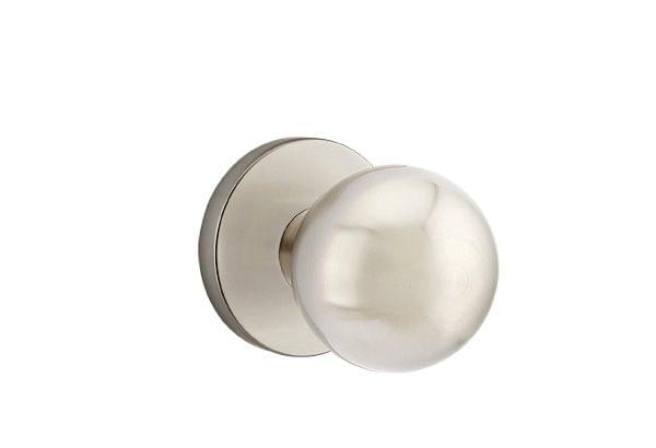 Emtek 5059ORUS15 Orb Knob Dummy Pair with Disk Rose for 1-1/4" to 2" Door Satin Nickel Finish.