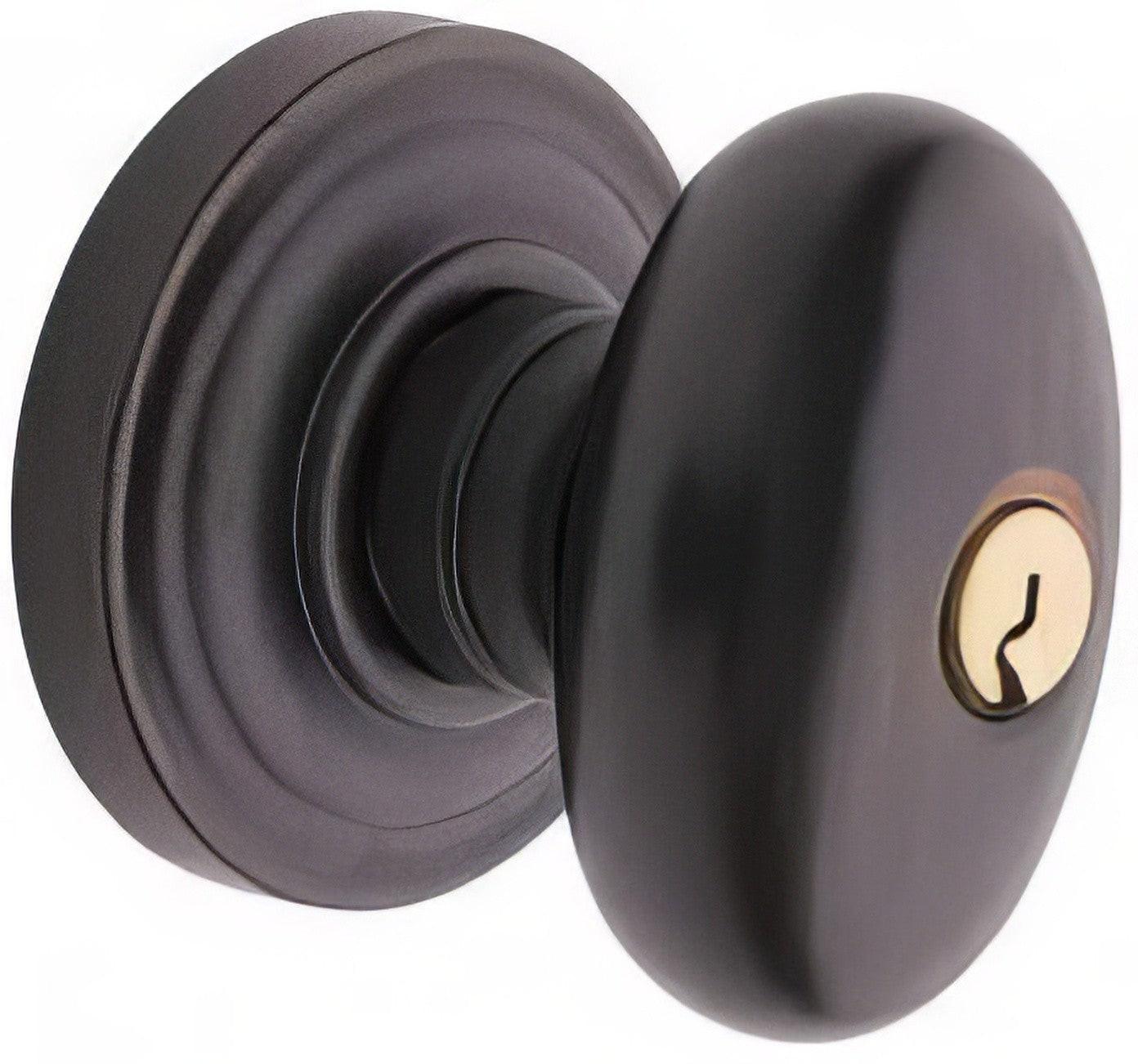 Emtek 5100EUS Egg Knob Keyed Entry With Regular Rose And Adjustable Latch