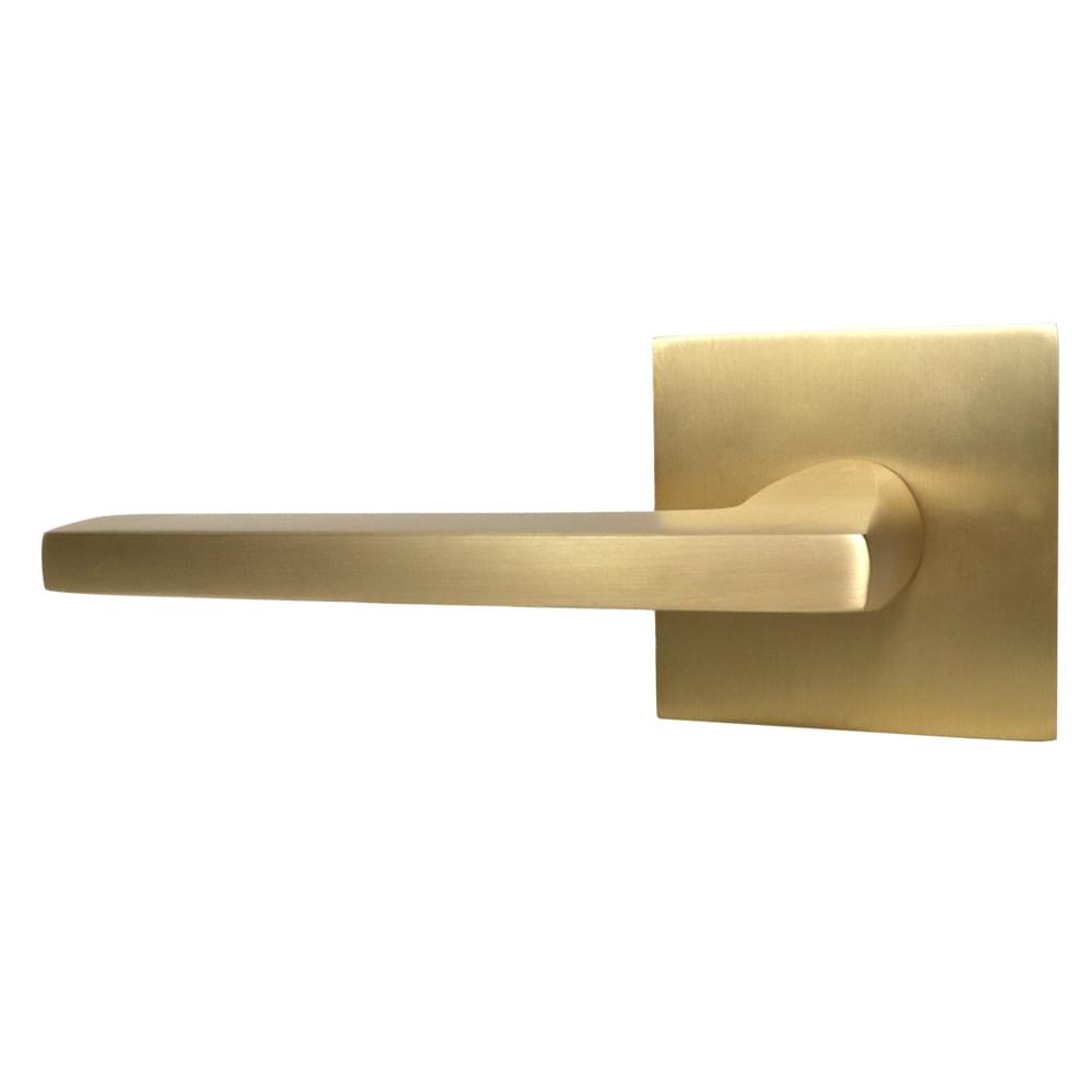 Emtek 5110HLOUS4LH.RLS Helios Lever Left Hand 2-3/8" Backset with Radius Latch Strike Passage with Square Rose for 1-1/4" to 2" Door Satin Brass Finish.