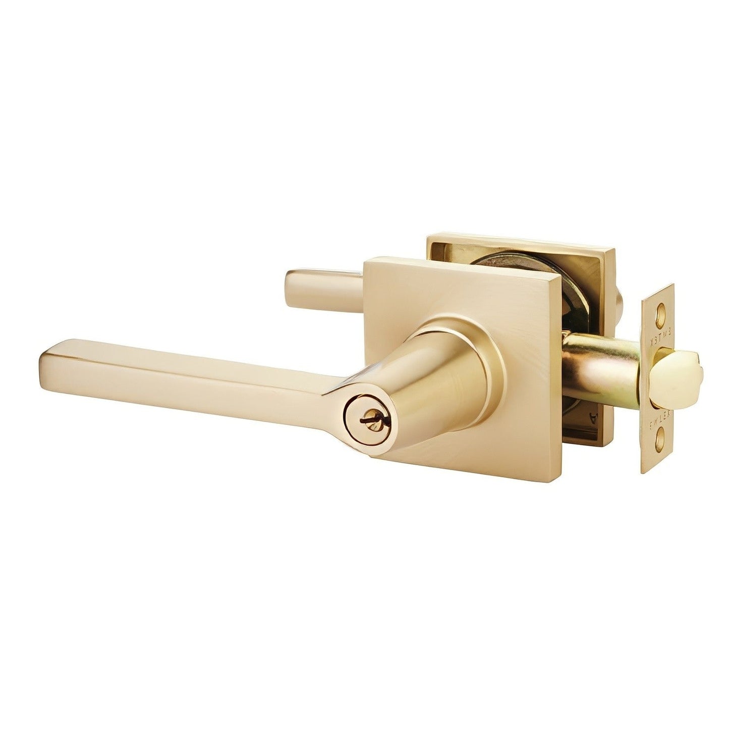 Emtek 5122HLOUSLH Helios Lever Left Hand 2-3/8" and 2-3/4" Backset Keyed Entry With Square Rose.
