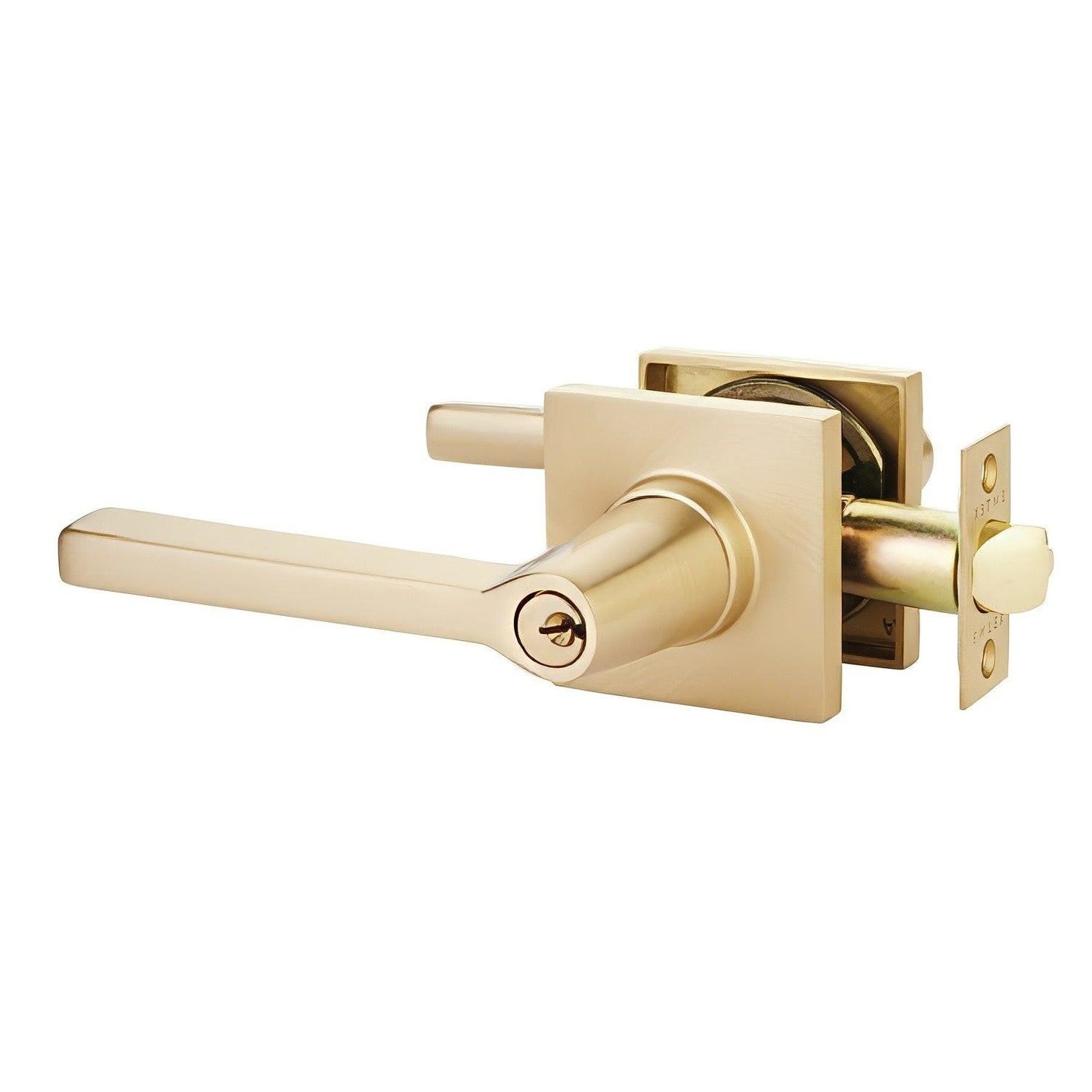 Emtek 5122HLOUSLH Helios Lever Left Hand 2-3/8" and 2-3/4" Backset Keyed Entry With Square Rose