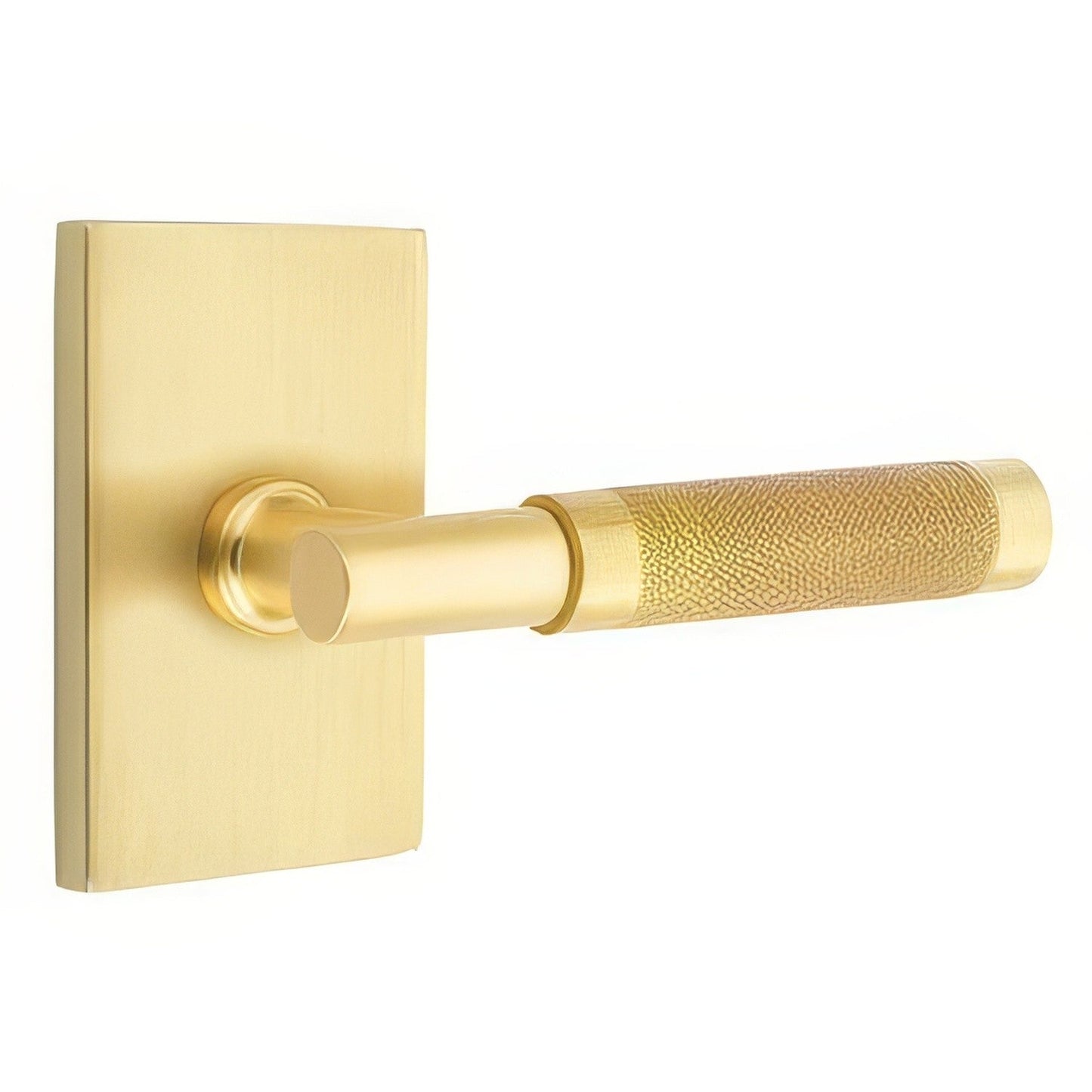Emtek 5212US4.TAUS4.KNUS4.LH T-Bar Stem Knurled Lever Left Hand 2-3/8" Backset Privacy with Modern Rectangular Rose