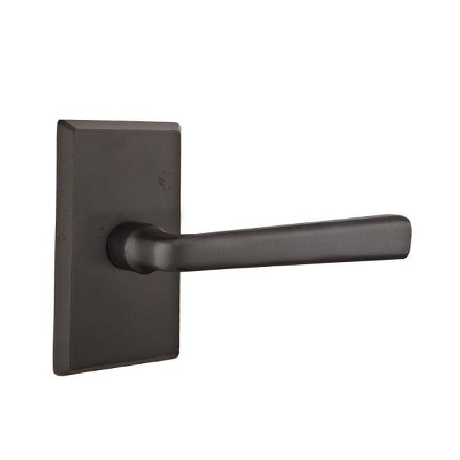 Emtek 7104CRFBRH Cimarron Lever Right Hand 2-3/8" Backset Passage with Style # 3 Rose for 1-3/8" to 2" Door Flat Black Bronze Finish.