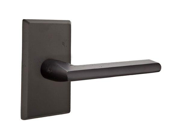 Emtek 7104LRFBLH Lariat Lever Left Hand 2-3/8" Backset Passage with Style # 3 Rose for 1-3/8" to 2" Door Flat Black Bronze Finish.