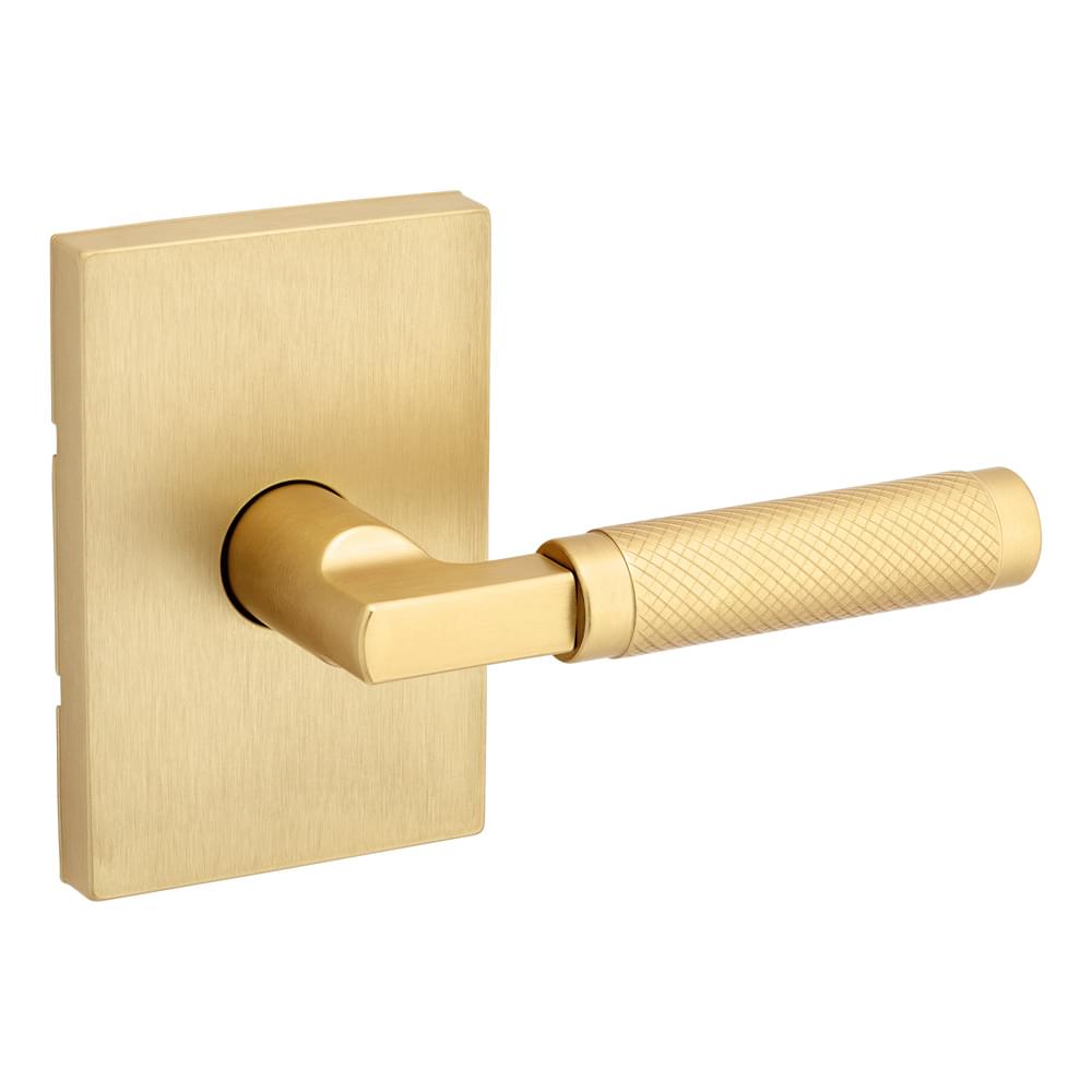 Kwikset 720PVLRCT-4 Prava Lever with Rectangular Rose Passage Door Lock with 6AL Latch and RCS Strike Satin Brass Finish.