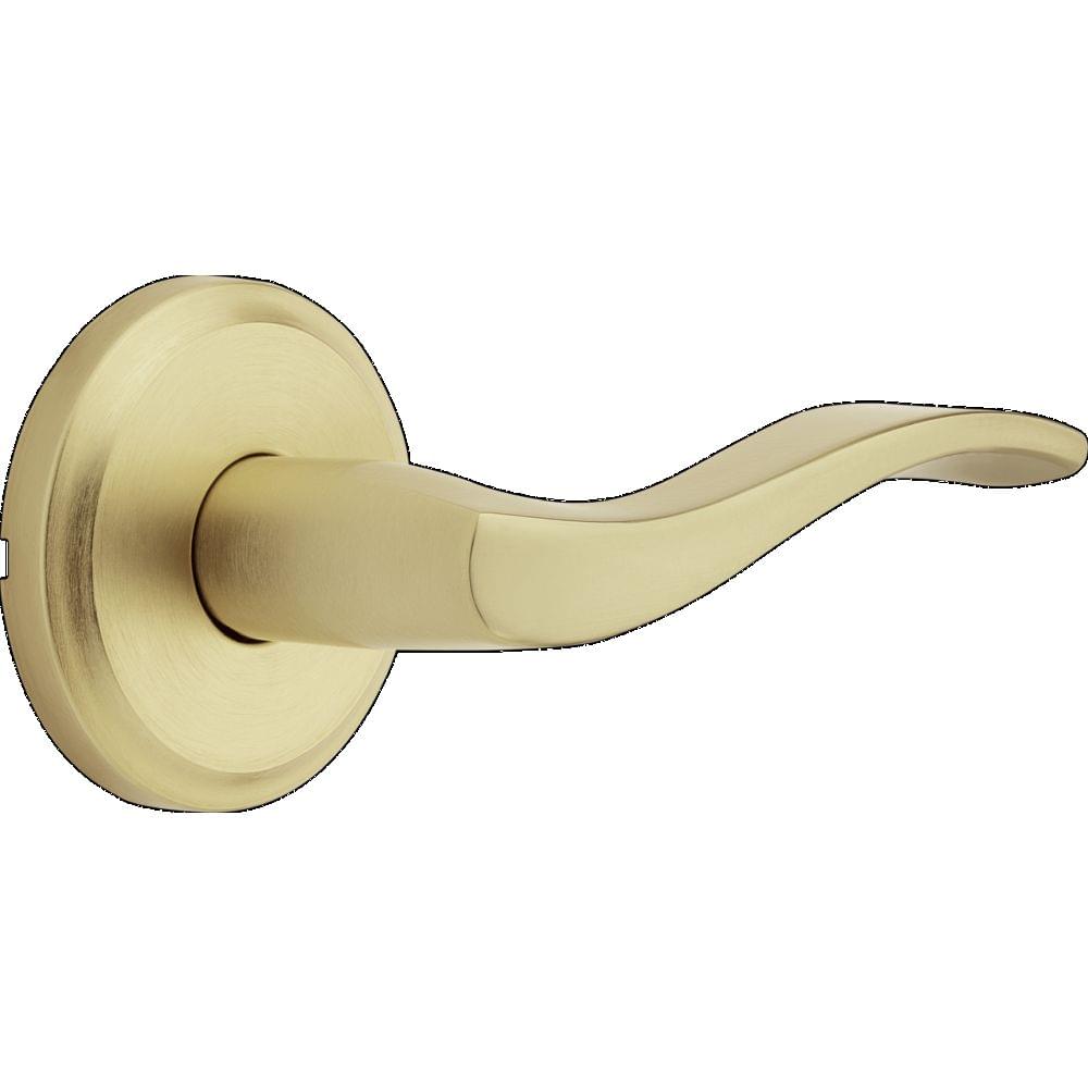 Kwikset 720SEL-4 Sedona Lever Passage Door Lock with 6AL Latch and RCS Strike Satin Brass Finish.