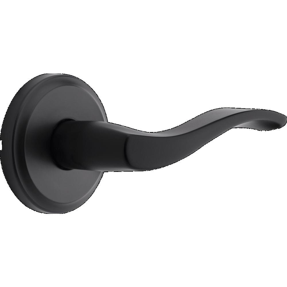 Kwikset 720SEL-514 Sedona Lever Passage Door Lock with 6AL Latch and RCS Strike Matte Black Finish.