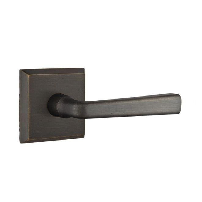 Emtek 7211CRMBLH Cimarron Lever Left Hand 2-3/8" Backset Privacy with Style # 6 Rose for 1-3/8" to 2" Door Medium Bronze Finish.