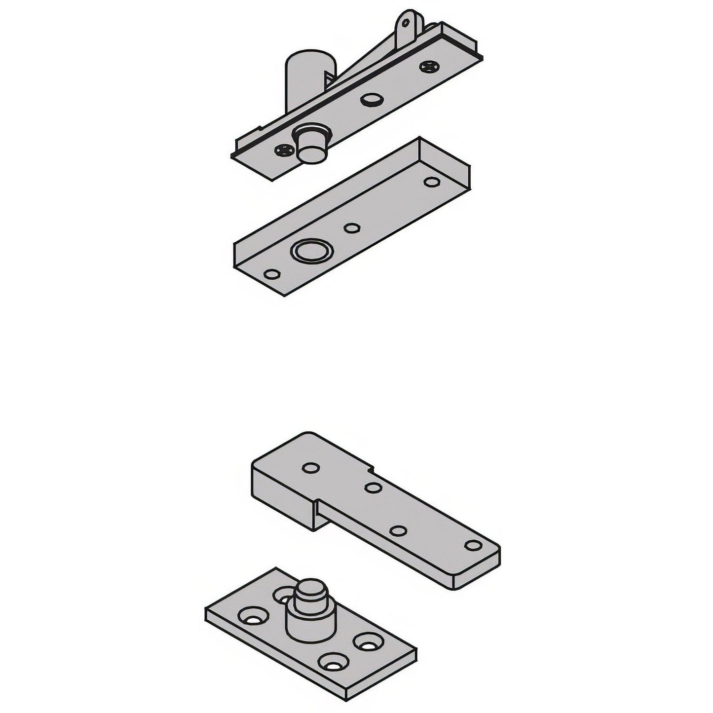 Ives 7255SET Center Hung Base Plate Mounted Brass Pivot Set
