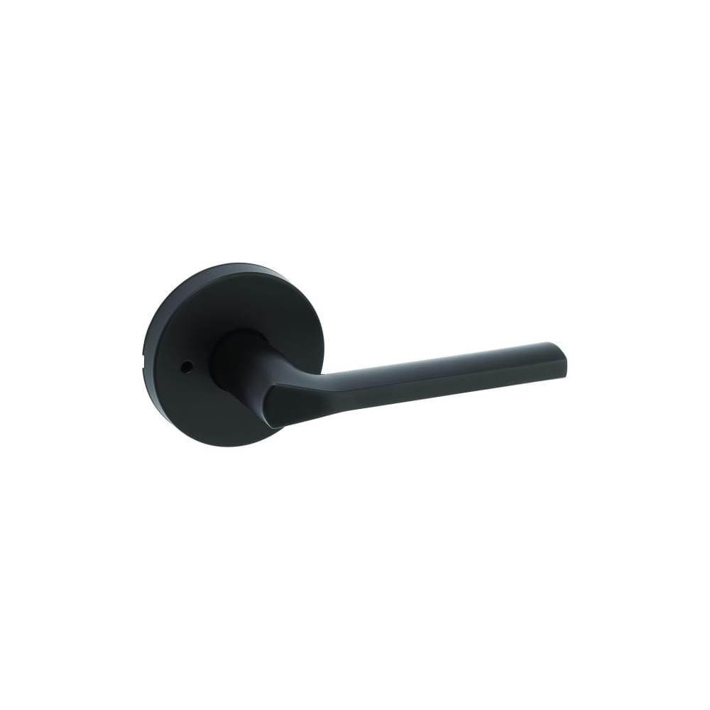 Kwikset 730LSLRDT-514 Lisbon Lever with Round Rose Privacy Door Lock with 6AL Latch and RCS Strike Matte Black Finish.