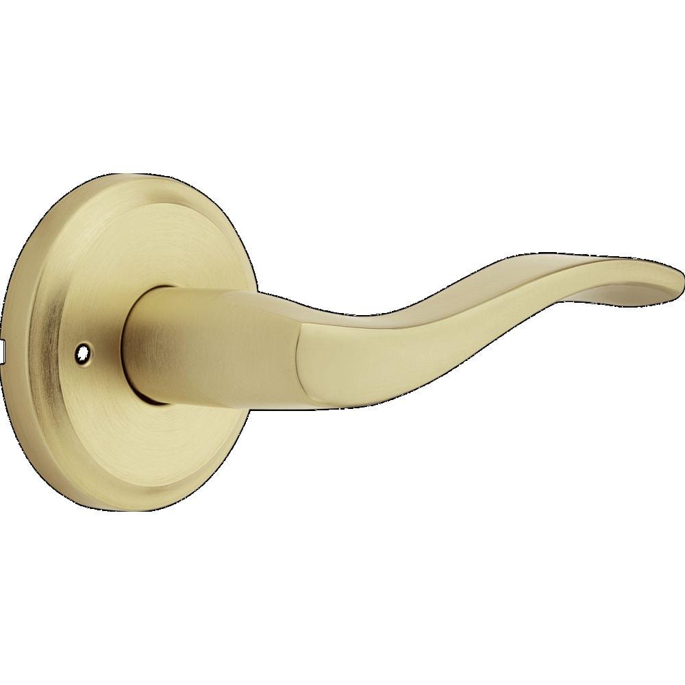 Kwikset 730SEL-4 Sedona Lever Privacy Door Lock with 6AL Latch and RCS Strike Satin Brass Finish.