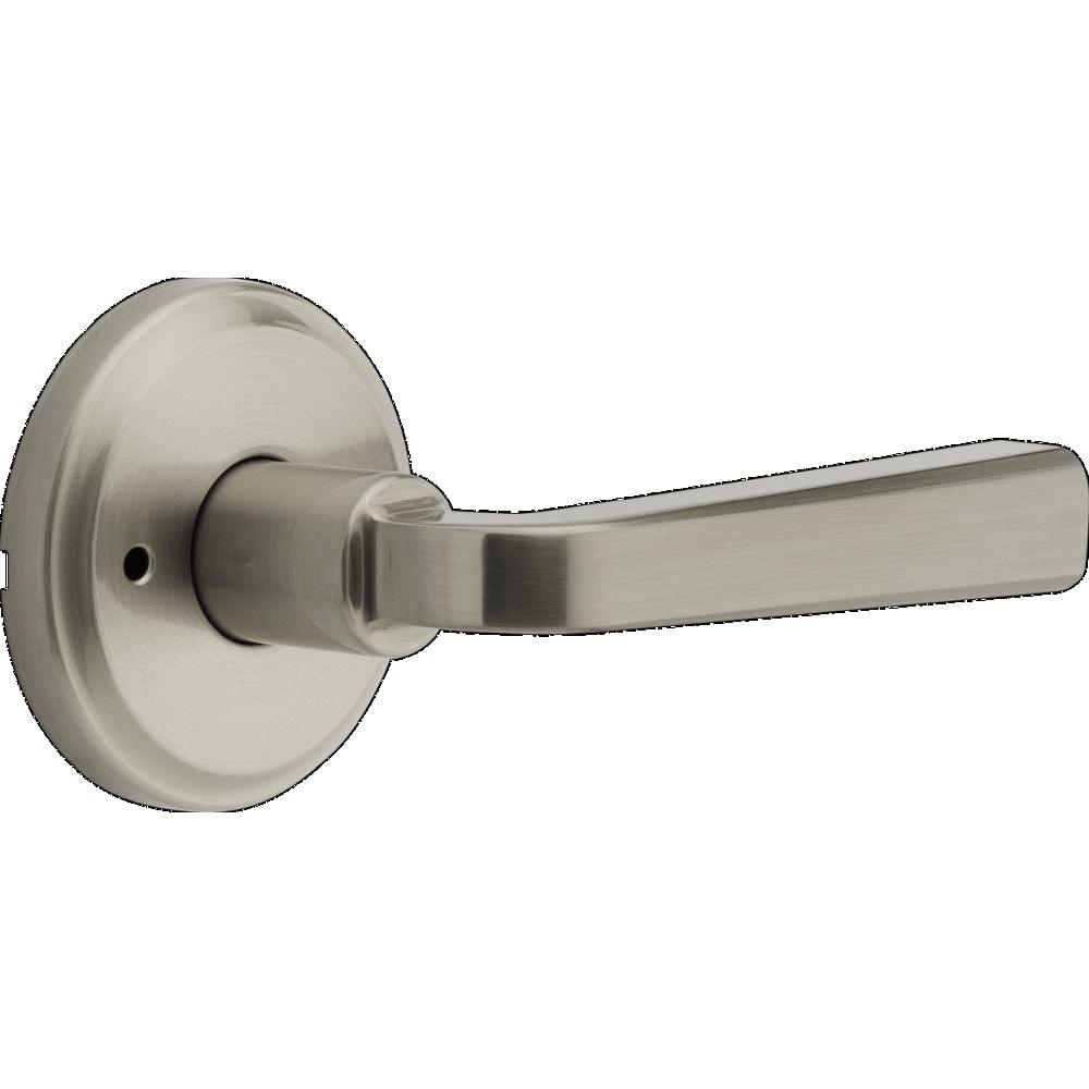 Kwikset 730TDL-15 Trafford Lever Privacy Door Lock with 6AL Latch and RCS Strike Satin Nickel Finish.