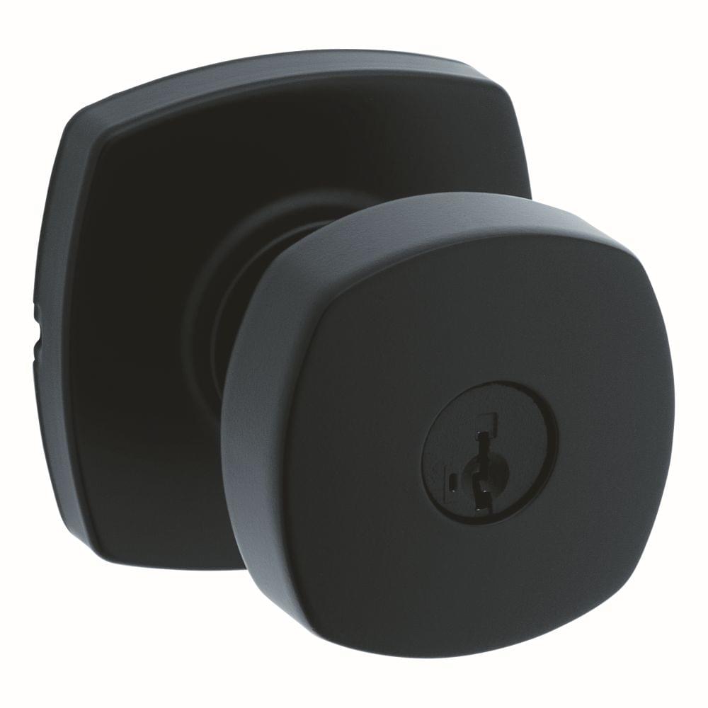 Kwikset 740AYKMDT-514S Arroyo Knob with Midtown Rose Entry Door Lock SmartKey with 6AL Latch and RCS Strike Matte Black Finish.