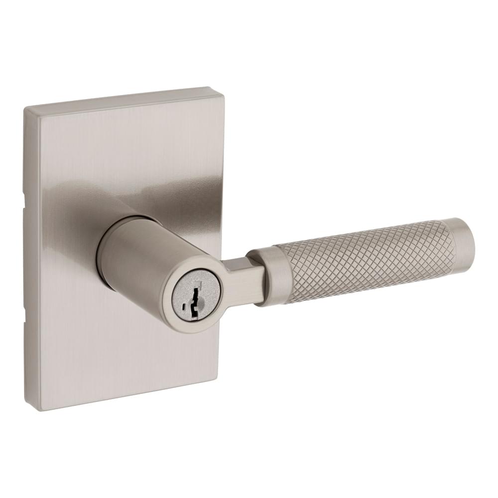 Kwikset 740PVLRCT-15S Prava Lever with Rectangular Rose Entry Door Lock SmartKey with 6AL Latch and RCS Strike Satin Nickel Finish.