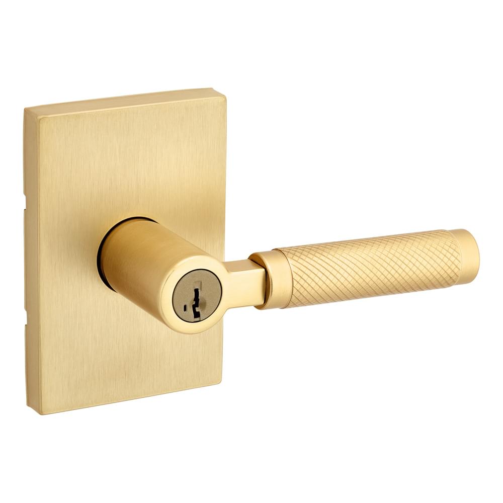 Kwikset 740PVLRCT-4S Prava Lever with Rectangular Rose Entry Door Lock SmartKey with 6AL Latch and RCS Strike Satin Brass Finish.