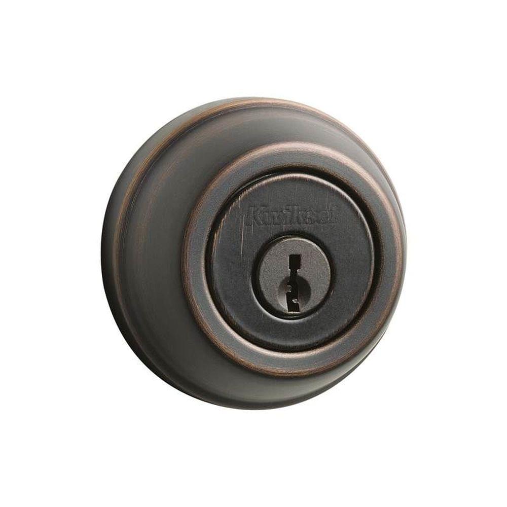 Kwikset 780-11P.STRKP Single Cylinder Deadbolt with 6AL Latch and STRKP Strike Pack which includes Square Corner, Round Corner and 5303 Round Corner Full Lip Strikes Venetian Bronze Finish.