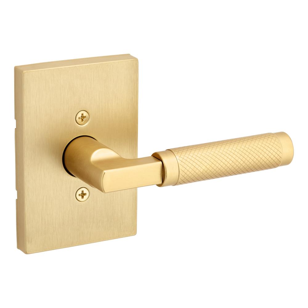 Kwikset 788PVLRCT-4 Prava Lever with Rectangular Rose Half Dummy Door Lock Satin Brass Finish.