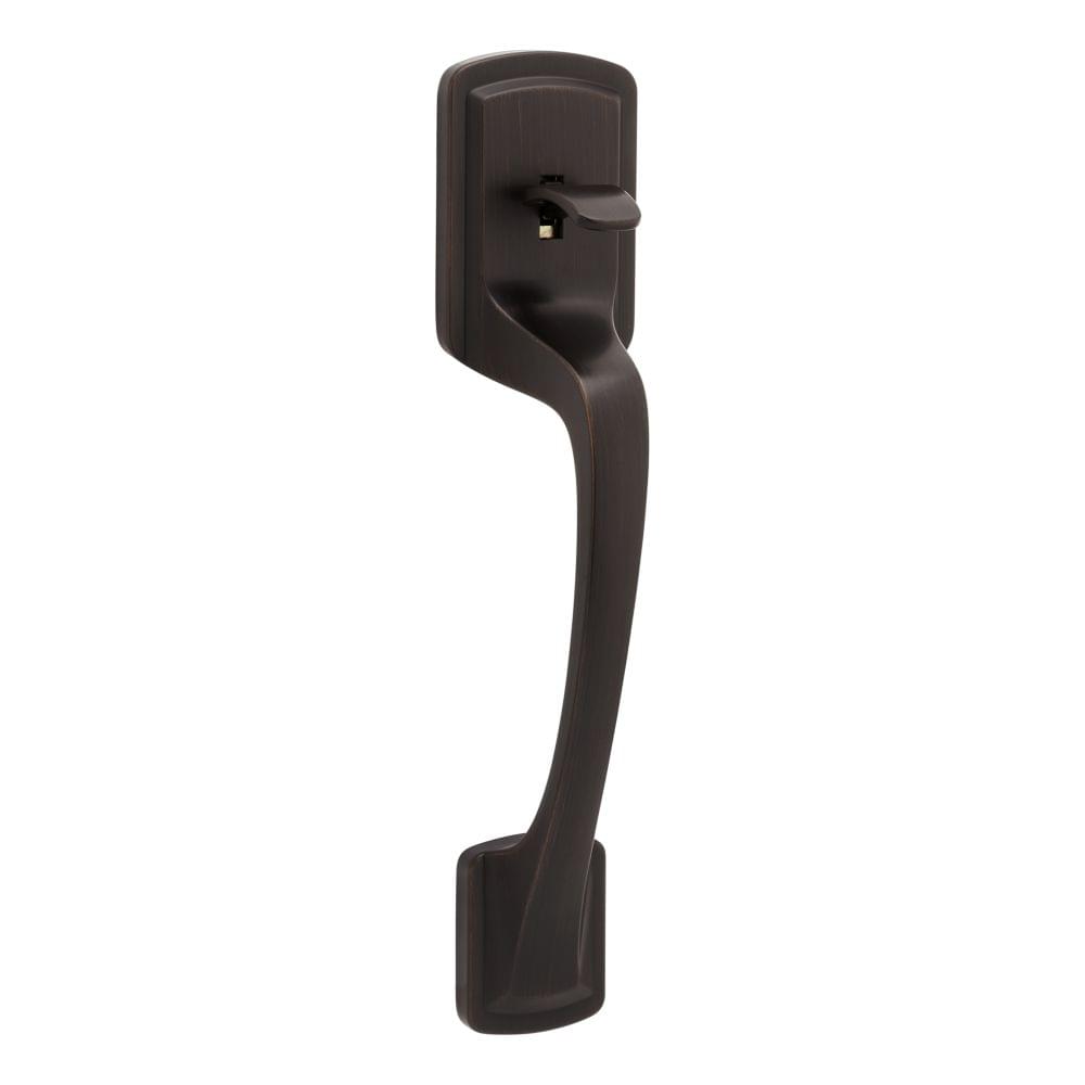 Kwikset 814PGH-11P Prague Handle Only; No Deadbolt with RCAL Latch and RCS Strike Venetian Bronze Finish.