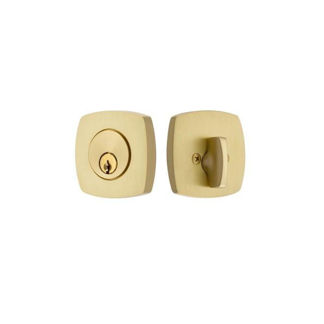 Emtek 8426US4 Urban Modern Single Cylinder Deadbolt with 2-3/8" and 2-3/4" Backset for 1-3/4" Door Satin Brass Finish.