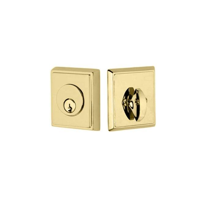 Emtek 8468US4 Rectangular Single Cylinder Deadbolt with 2-3/8" and 2-3/4" Backset for 1-3/4" Door Satin Brass Finish.