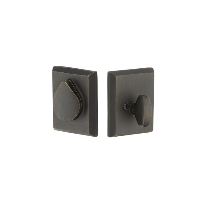 Emtek 8477MB Bronze Rustic Modern Rectangular with Flap Single Cylinder Deadbolt with 2-3/8" and 2-3/4" Backset for 1-3/4" Door Medium Bronze Finish.