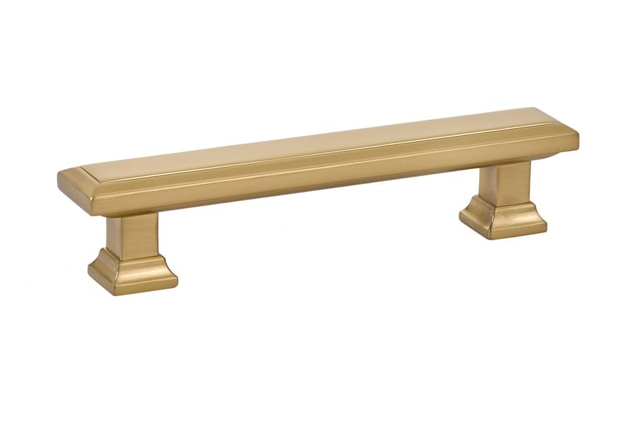 Emtek 86301US4 Geometric Rectangular Cabinet Pull with 4" Center to Center Satin Brass Finish.