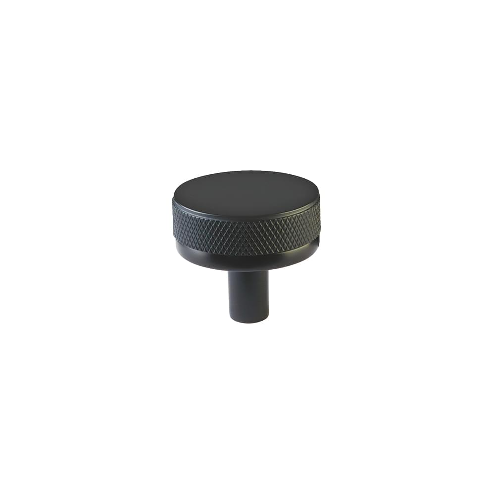 Emtek 86655.CCKUS19.KNKUS19 Conical Stem with Knurled Knob Select Cabinet Knob Flat Black Finish.