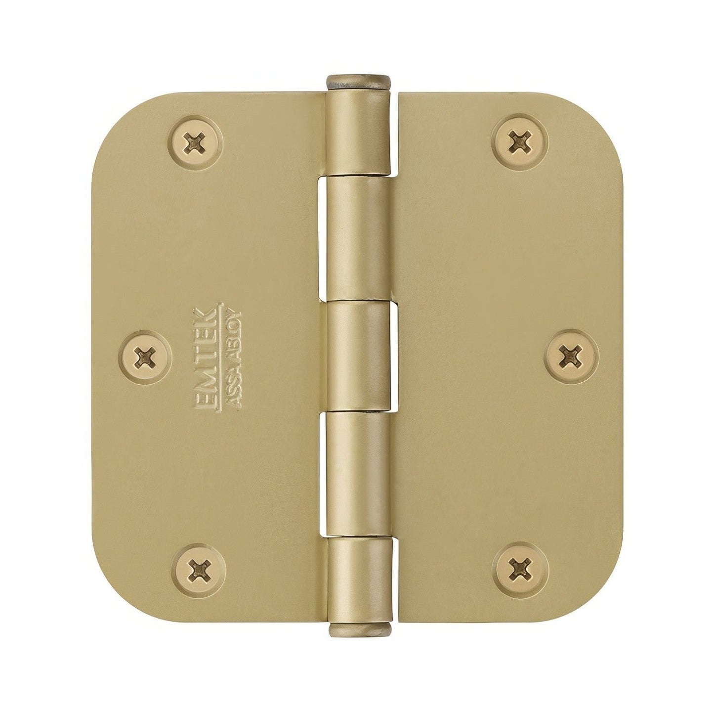 Emtek 92033US 3-1/2" x 3-1/2" Plated Steel Heavy Duty 5/8" Radius Round Corner Plain Bearing Hinges - Pair