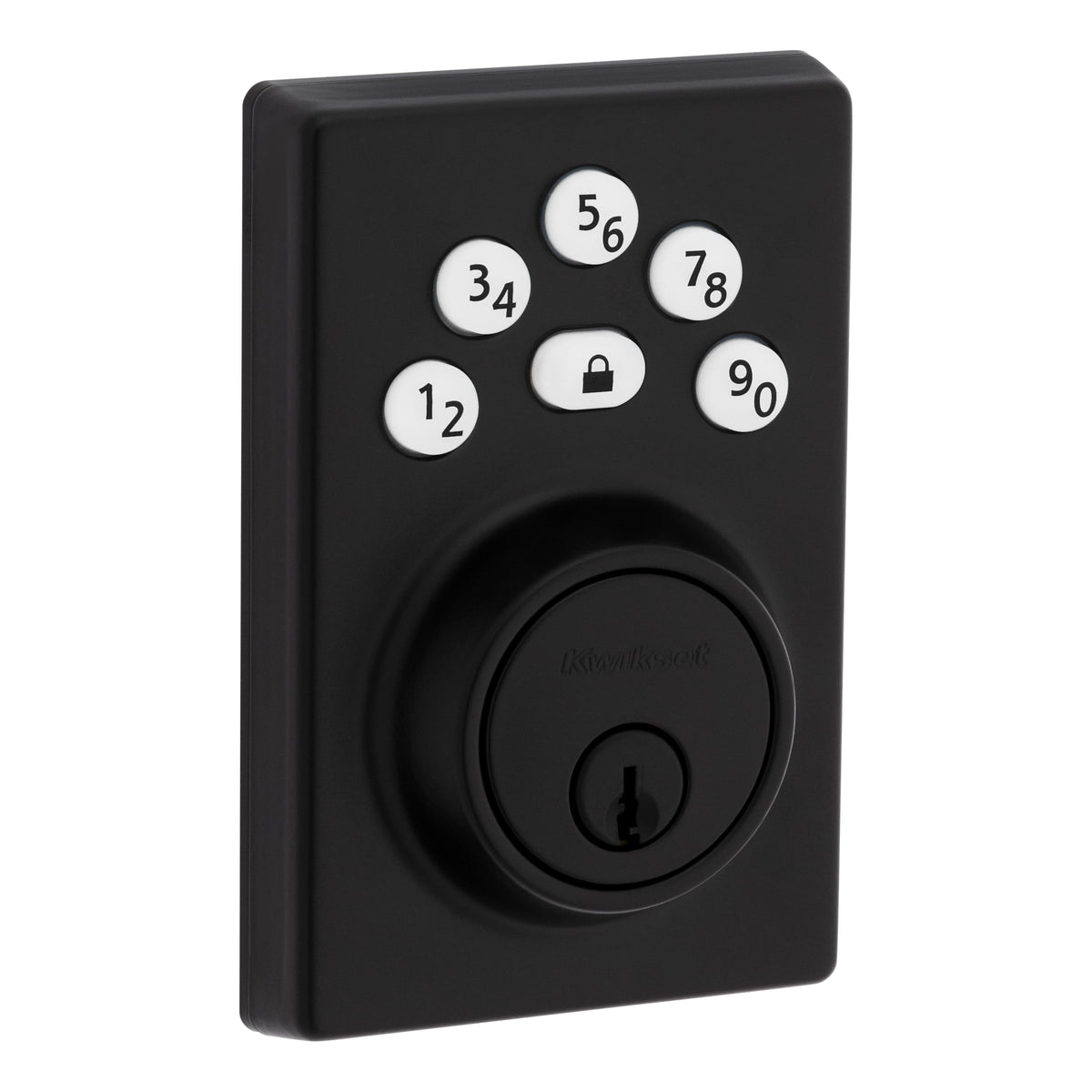 Kwikset 9240CNT-514 Contemporary Powerbolt Electronic SmartCode Deadbolt with 4AL Latch and RCS Strike Matte Black Finish.