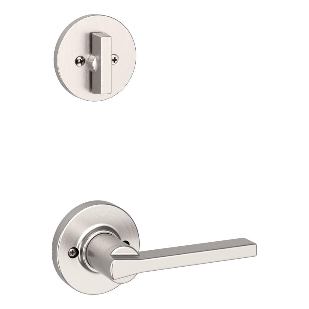 Kwikset 966CSLRDT-15.UNIV Casey Lever with Round Rose Interior Single Cylinder Handleset Trim for Both 800 and 687 Series Handlesets Satin Nickel Finish.