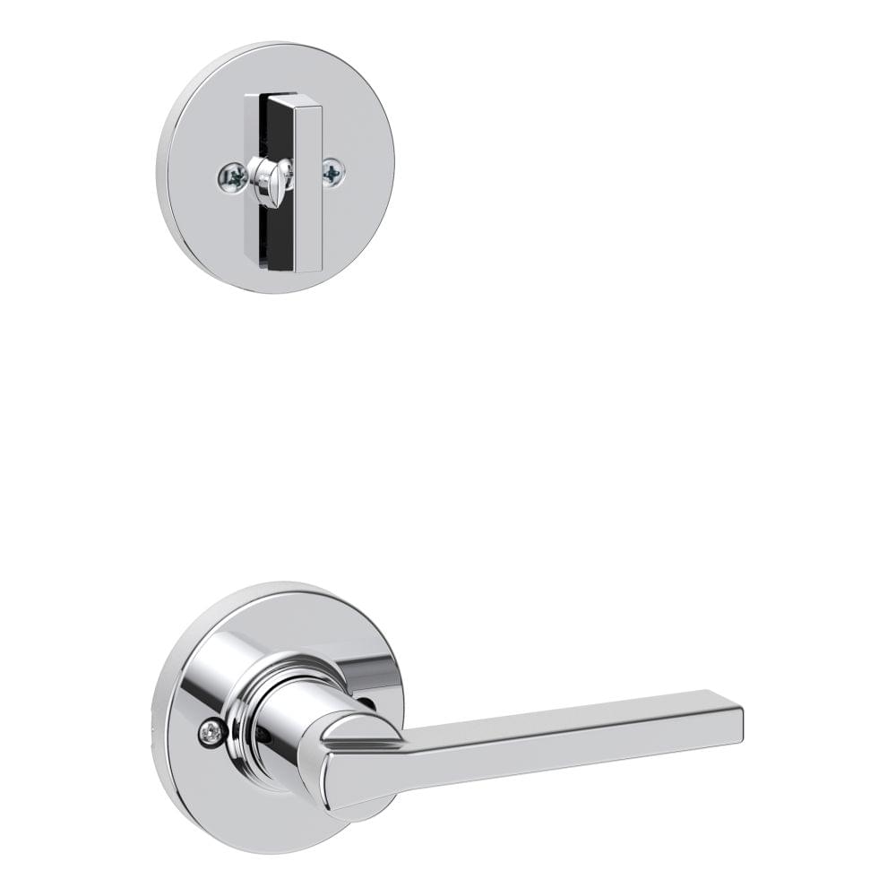 Kwikset 966CSLRDT-26.UNIV Casey Lever with Round Rose Interior Single Cylinder Handleset Trim for Both 800 and 687 Series Handlesets Bright Chrome Finish.