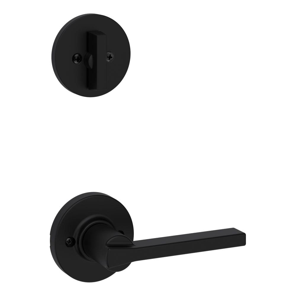 Kwikset 966CSLRDT-514.UNIV Casey Lever with Round Rose Interior Single Cylinder Handleset Trim for Both 800 and 687 Series Handlesets Matte Black Finish.