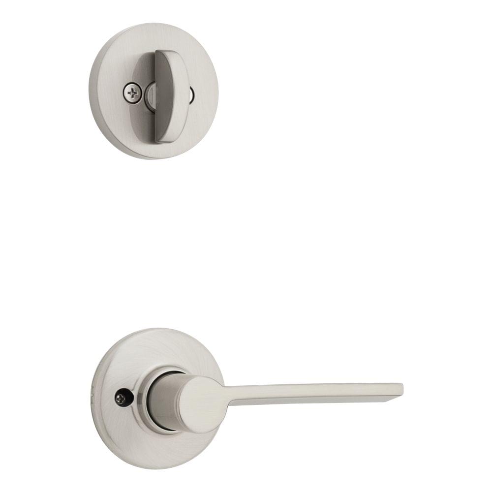 Kwikset 966LRLRDTLH-15.UNIV Left Hand Ladera Lever with Round Rose Interior Single Cylinder Handleset Trim for Both 800 and 687 Series Handlesets Satin Nickel Finish.