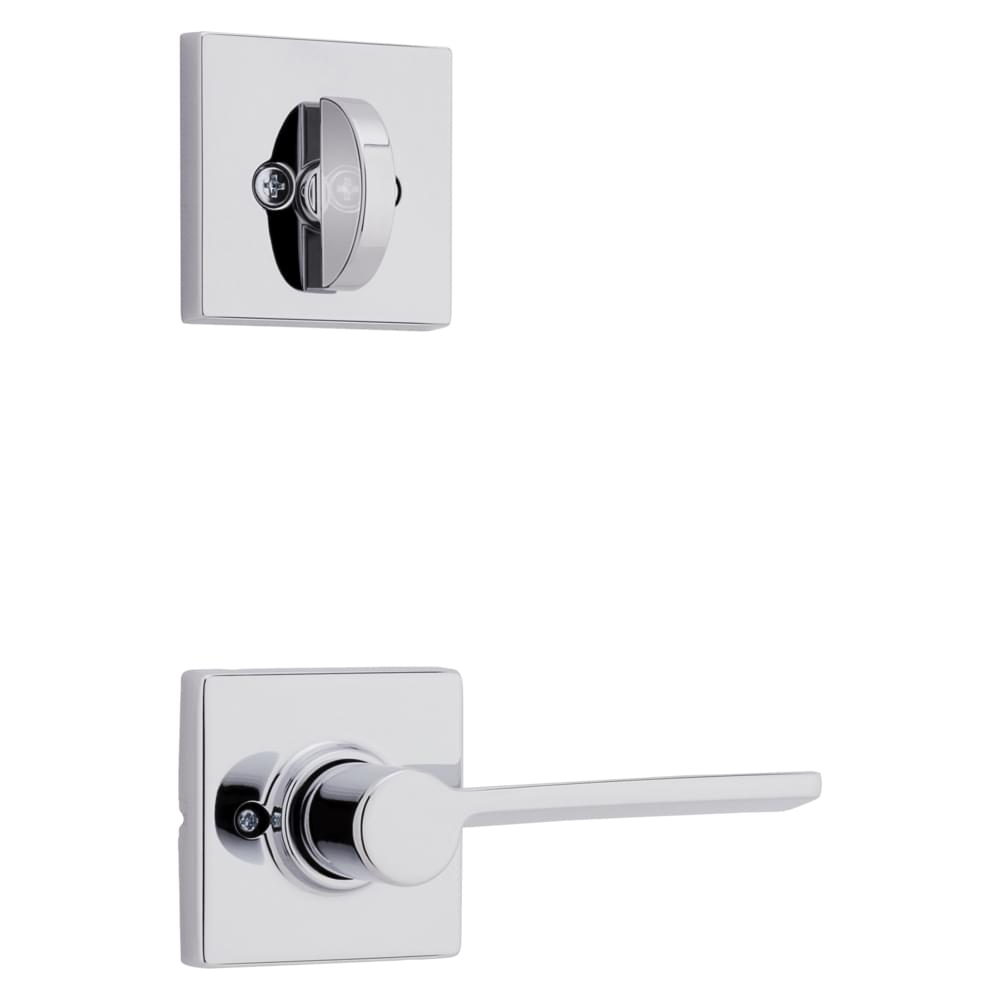 Kwikset 966LRLSQTLH-26.UNIV Left Hand Ladera Lever with Square Rose Interior Single Cylinder Handleset Trim for Both 800 and 687 Series Handlesets Bright Chrome Finish.