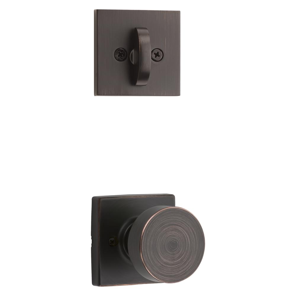Kwikset 966PSKSQT-11P.UNIV Pismo Knob with Square Rose Interior Single Cylinder Handleset Trim for Both 800 and 687 Series Handlesets Venetian Bronze Finish.