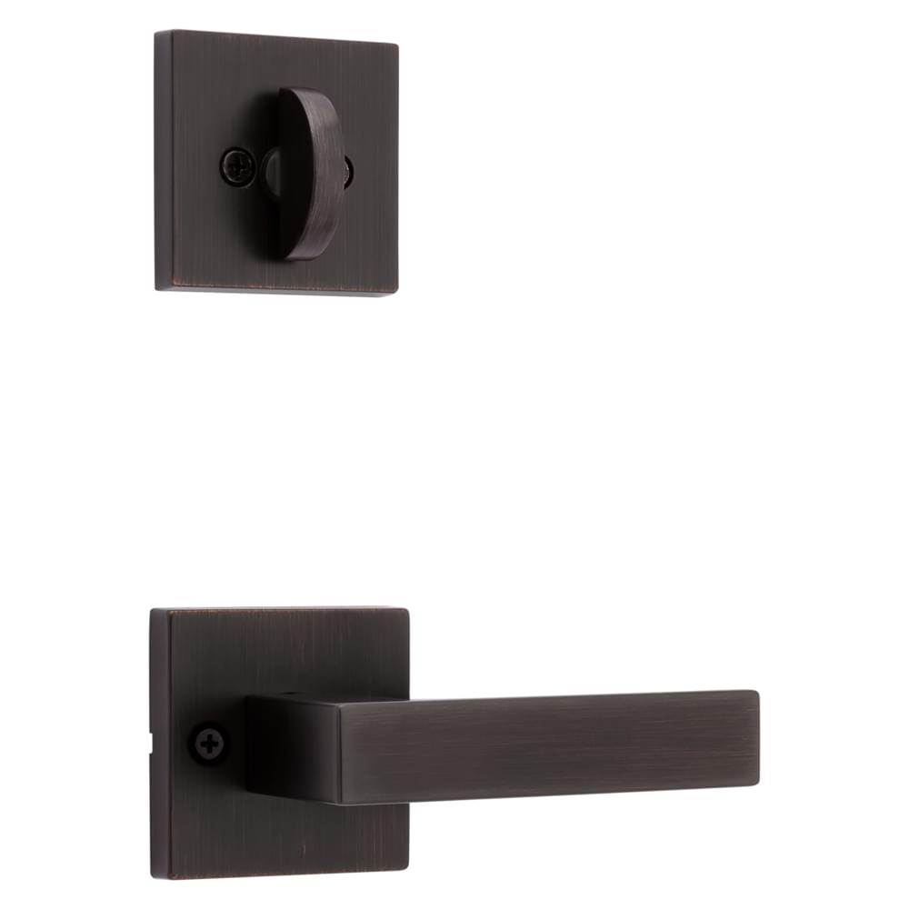 Kwikset 966SALSQT-11P.UNIV Singapore Lever with Square Rose Interior Single Cylinder Handleset Trim for Both 800 and 687 Series Handlesets Venetian Bronze Finish.
