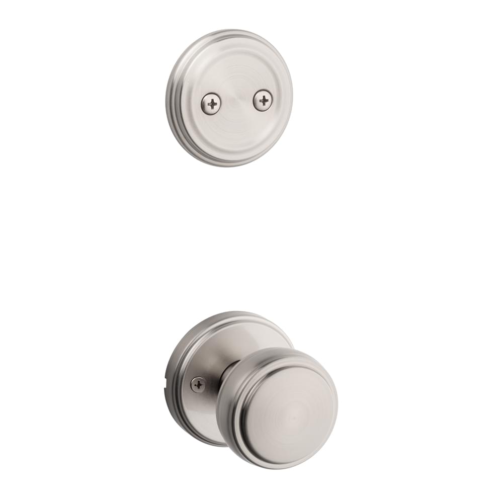 Kwikset 968SOK-15 Sora Knob with Traditional Round Rose Interior Dummy Handleset Trim Satin Nickel Finish.